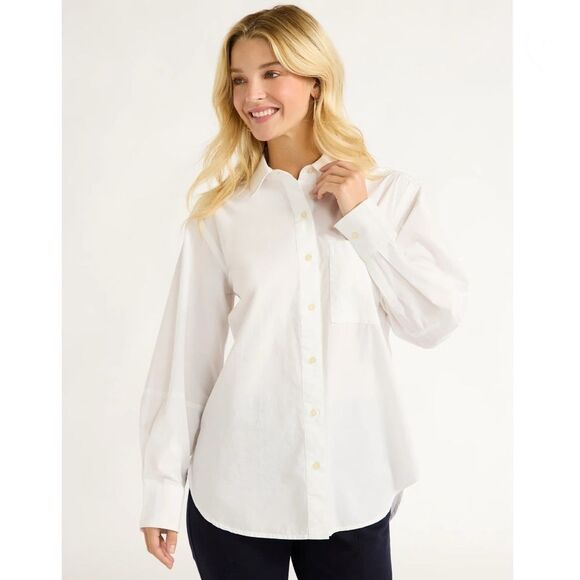 Classic White Button-Up Shirt Cotton Tunic Blouse Size XL - Picture 4 of 7